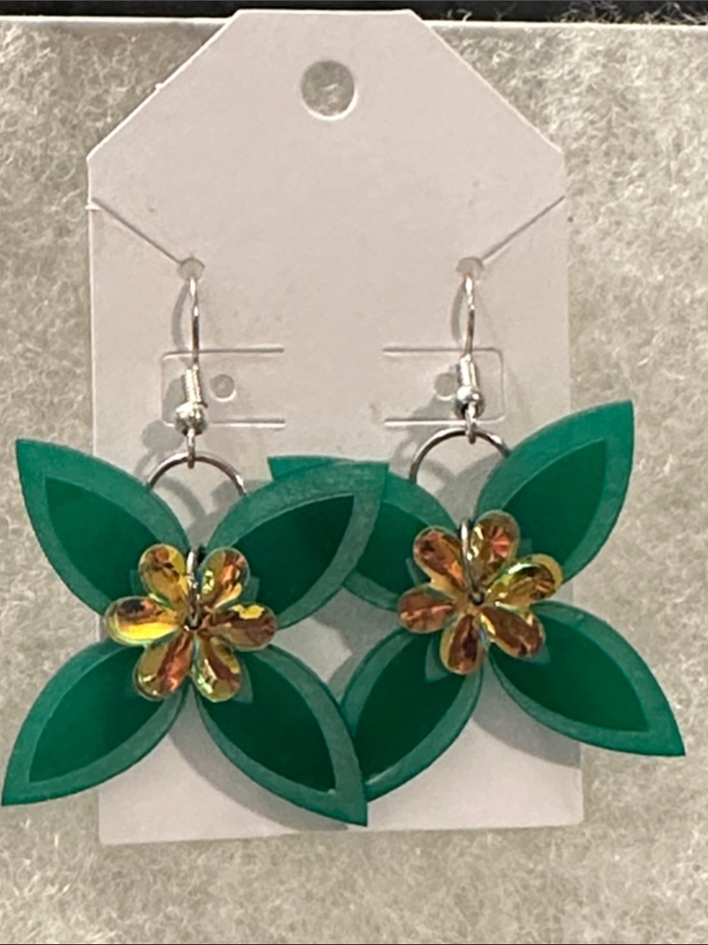 Handmade Green Floral Drop Earrings - Brand